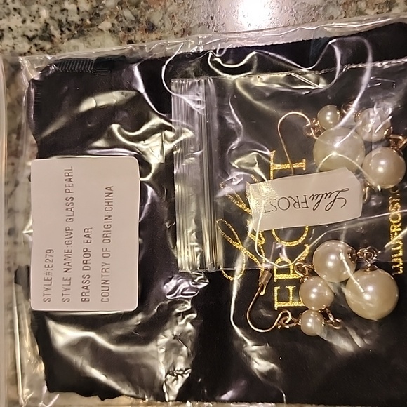 Neiman Marcus Lulu Frost Glass Pearl Brass Drop Earrings - Picture 4 of 5